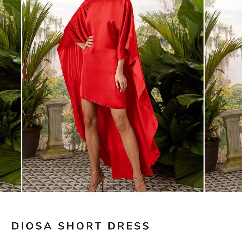 Anthropologie Red Asymmetrical High-Low Dress with Dolman Sleeves
